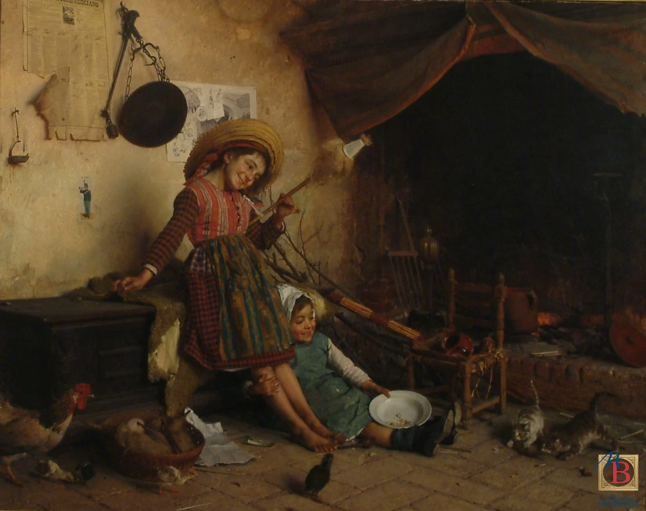 Ragazzi, pulcini e gattini - Museo Borgogna, Vercelli